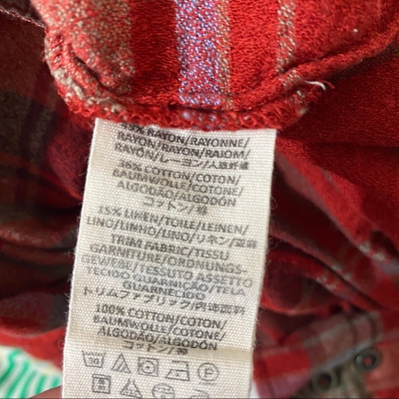 Free People Wesley Red Plaid Botton Front Shirt S - Picture 11 of 12